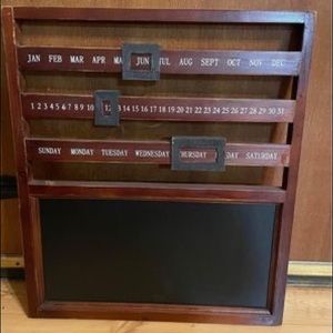 Wooden Calendar with chalkboard.